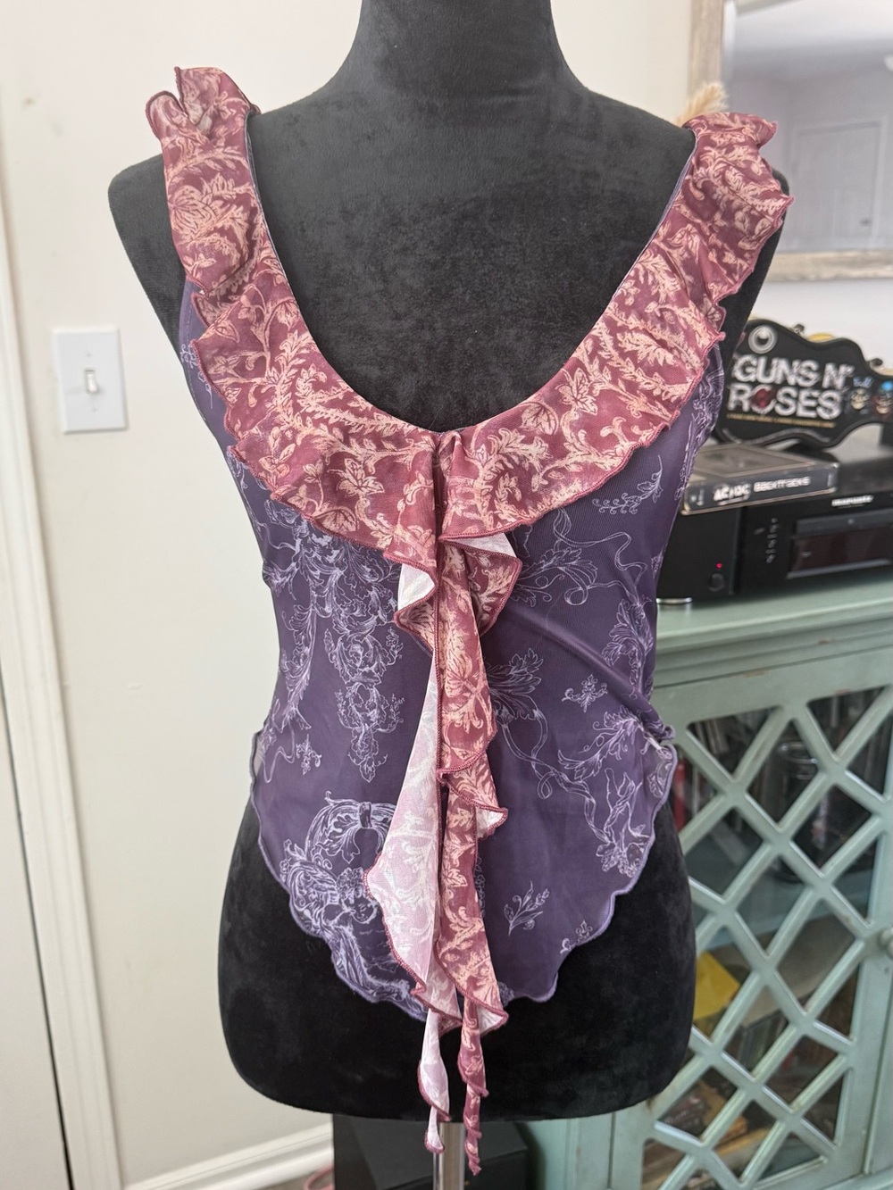 Kimchi Blue Lavender Shell Top with Dusty Rose Accents